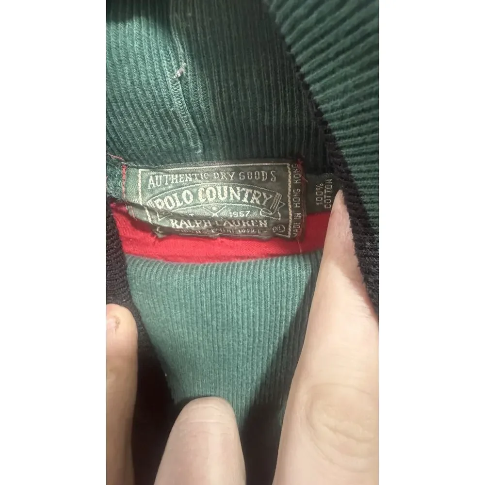 Vintage Polo Country Ralph Lauren Red Line Sweater Size XL Turtleneck 2-Tone